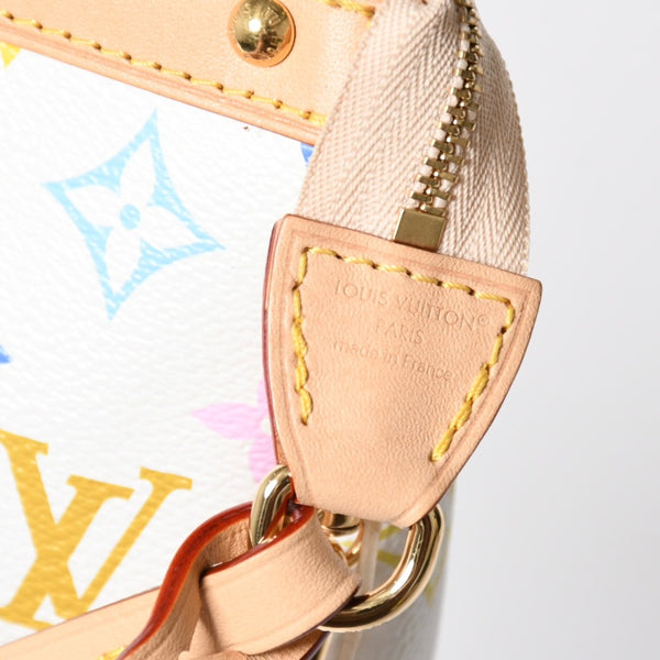 Like new LOUIS VUITTON Takashi Murakami TM Pochette Accessoire M13404 Monogram Multicolor White Gold Hardware Used 4a008939