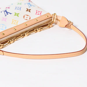 Like new LOUIS VUITTON Takashi Murakami TM Pochette Accessoire M13404 Monogram Multicolor White Gold Hardware Used 4a008939
