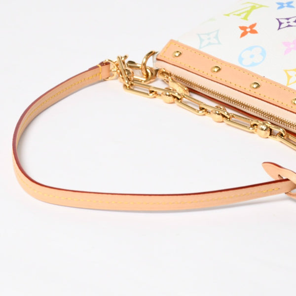 Like new LOUIS VUITTON Takashi Murakami TM Pochette Accessoire M13404 Monogram Multicolor White Gold Hardware Used 4a008939