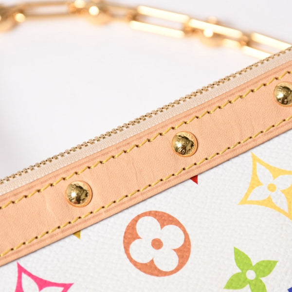 Like new LOUIS VUITTON Takashi Murakami TM Pochette Accessoire M13404 Monogram Multicolor White Gold Hardware Used 4a008939