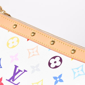 Like new LOUIS VUITTON Takashi Murakami TM Pochette Accessoire M13404 Monogram Multicolor White Gold Hardware Used 4a008939