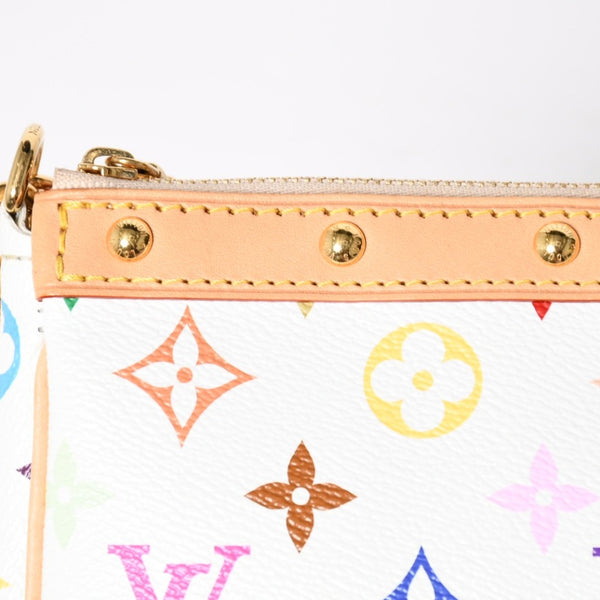 Like new LOUIS VUITTON Takashi Murakami TM Pochette Accessoire M13404 Monogram Multicolor White Gold Hardware Used 4a008939