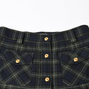 New and unused MIUMIU Pleated Tartan Mini Skirt MG2358 Size 38 Wool Tartan Check Green Used 4a008885