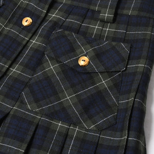 New and unused MIUMIU Pleated Tartan Mini Skirt MG2358 Size 38 Wool Tartan Check Green Used 4a008885