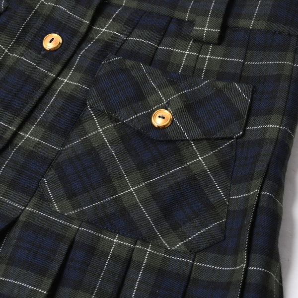 New and unused MIUMIU Pleated Tartan Mini Skirt MG2358 Size 38 Wool Tartan Check Green Used 4a008885