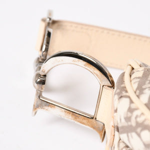 Very Good Condition Christian Dior Saddle Bag Embroidery Galliano Period Floral Pattern White Beige Silver Hardware 01RU 1024 Rare Used 4a009047