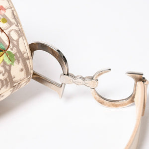 Very Good Condition Christian Dior Saddle Bag Embroidery Galliano Period Floral Pattern White Beige Silver Hardware 01RU 1024 Rare Used 4a009047