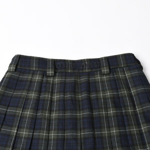 New and unused MIUMIU Pleated Tartan Mini Skirt MG2358 Size 38 Wool Tartan Check Green Used 4a008885