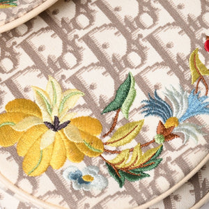 Very Good Condition Christian Dior Saddle Bag Embroidery Galliano Period Floral Pattern White Beige Silver Hardware 01RU 1024 Rare Used 4a009047