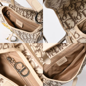Very Good Condition Christian Dior Saddle Bag Embroidery Galliano Period Floral Pattern White Beige Silver Hardware 01RU 1024 Rare Used 4a009047