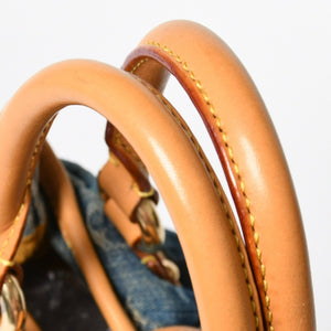 Very Good Condition LOUIS VUITTON Pretty Handbag M95020 Monogram Denim Leather Blue Gold Hardware Used 4a008918