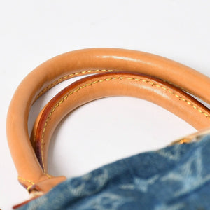 Very Good Condition LOUIS VUITTON Pretty Handbag M95020 Monogram Denim Leather Blue Gold Hardware Used 4a008918