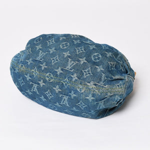 Very Good Condition LOUIS VUITTON Pretty Handbag M95020 Monogram Denim Leather Blue Gold Hardware Used 4a008918