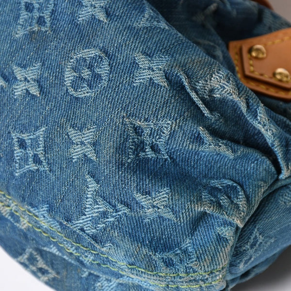 Very Good Condition LOUIS VUITTON Pretty Handbag M95020 Monogram Denim Leather Blue Gold Hardware Used 4a008918