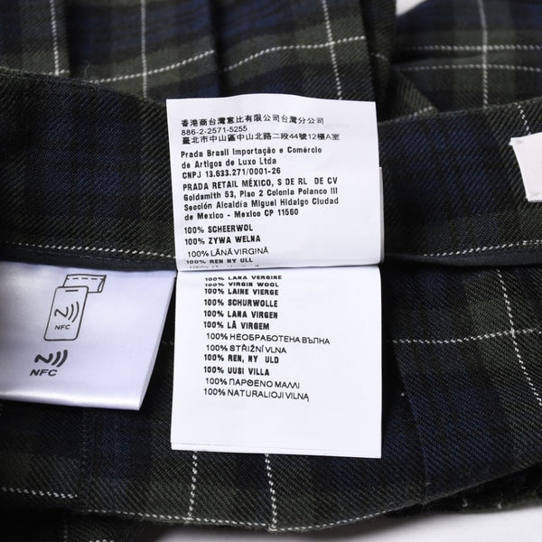 New and unused MIUMIU Pleated Tartan Mini Skirt MG2358 Size 38 Wool Tartan Check Green Used 4a008885