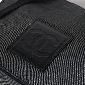 Very Good Condition CHANEL CHANEL Sports Line Messenger Bag No. 10 Coco Mark Glitter Canvas Black Used 4a009046