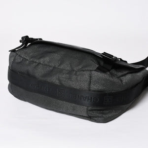 Very Good Condition CHANEL CHANEL Sports Line Messenger Bag No. 10 Coco Mark Glitter Canvas Black Used 4a009046