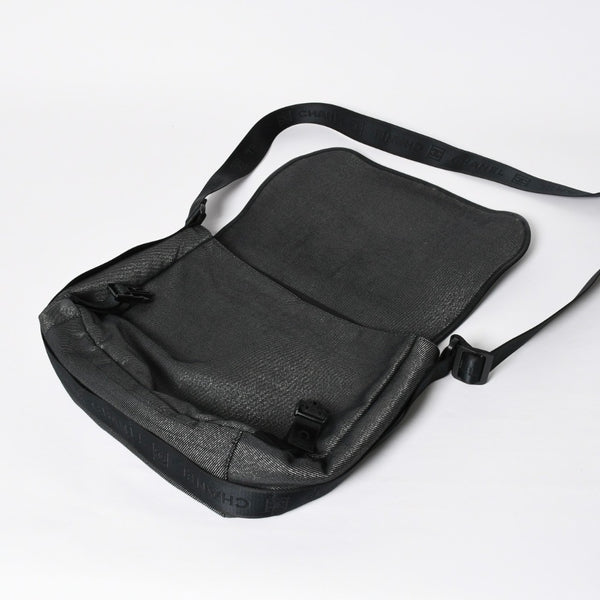 Very Good Condition CHANEL CHANEL Sports Line Messenger Bag No. 10 Coco Mark Glitter Canvas Black Used 4a009046