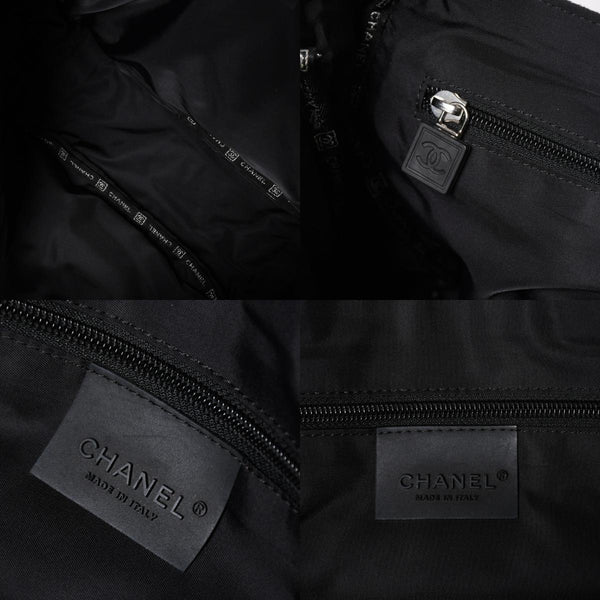 Very Good Condition CHANEL CHANEL Sports Line Messenger Bag No. 10 Coco Mark Glitter Canvas Black Used 4a009046