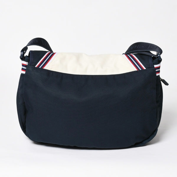 Very Good Condition CHANEL Sports Line Shoulder Bag No. 10 Coco Mark Ivory Navy Nylon Silver Hardware Used 4a009041