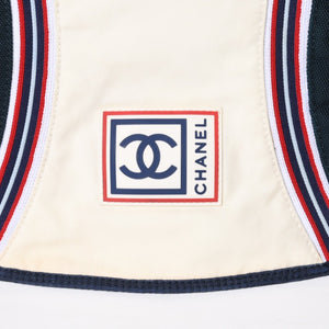 Very Good Condition CHANEL Sports Line Shoulder Bag No. 10 Coco Mark Ivory Navy Nylon Silver Hardware Used 4a009041