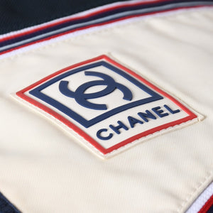 Very Good Condition CHANEL Sports Line Shoulder Bag No. 10 Coco Mark Ivory Navy Nylon Silver Hardware Used 4a009041
