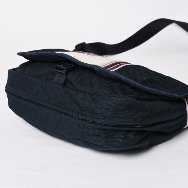 Very Good Condition CHANEL Sports Line Shoulder Bag No. 10 Coco Mark Ivory Navy Nylon Silver Hardware Used 4a009041