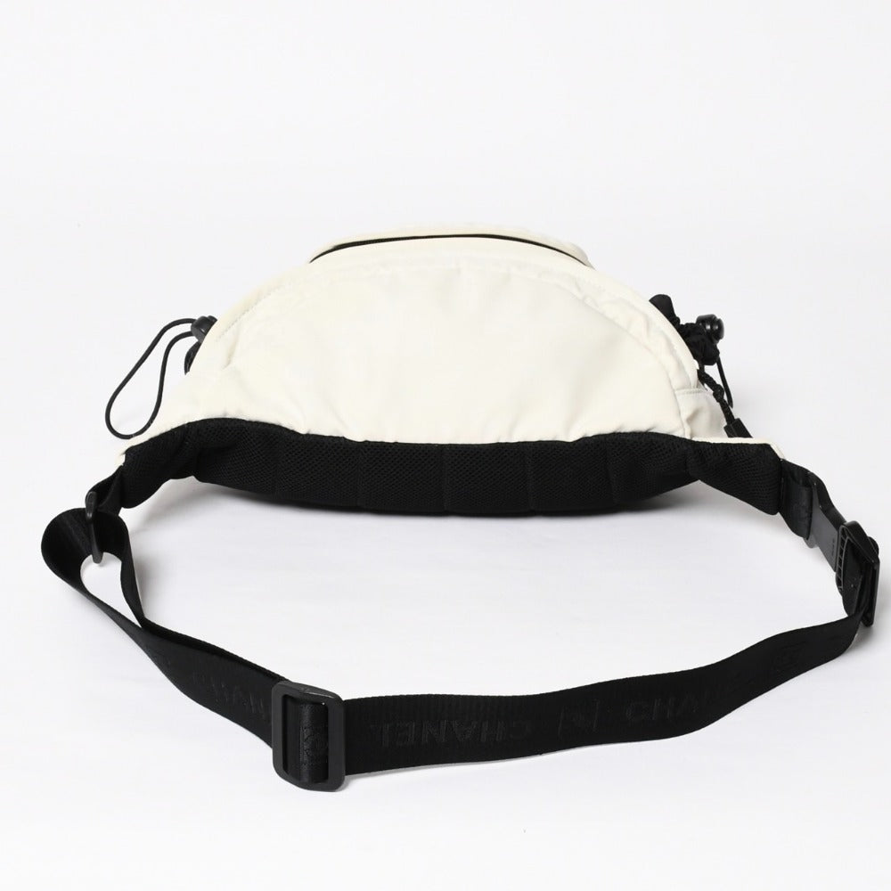 CHANEL Sports Line Waist Bag Body Bag No. 8 Coco Mark Nylon Ivory Silver Hardware Good Condition Used 4a009028