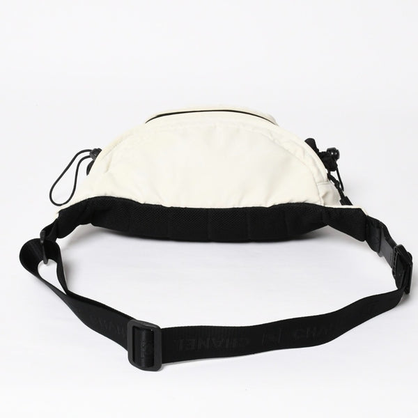CHANEL Sports Line Waist Bag Body Bag No. 8 Coco Mark Nylon Ivory Silver Hardware Good Condition Used 4a009028