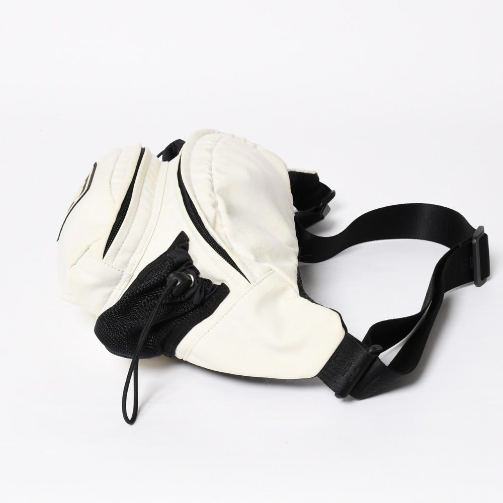 CHANEL Sports Line Waist Bag Body Bag No. 8 Coco Mark Nylon Ivory Silver Hardware Good Condition Used 4a009028