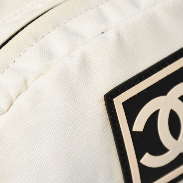 CHANEL Sports Line Waist Bag Body Bag No. 8 Coco Mark Nylon Ivory Silver Hardware Good Condition Used 4a009028