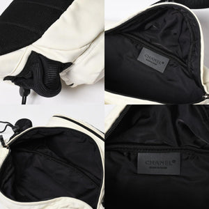 CHANEL Sports Line Waist Bag Body Bag No. 8 Coco Mark Nylon Ivory Silver Hardware Good Condition Used 4a009028