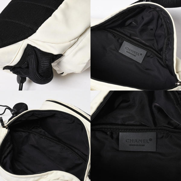 CHANEL Sports Line Waist Bag Body Bag No. 8 Coco Mark Nylon Ivory Silver Hardware Good Condition Used 4a009028
