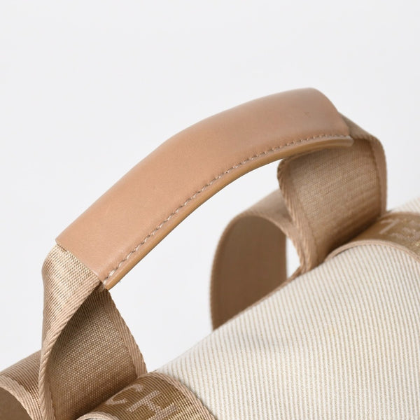 Very Good Condition CHANEL Sportsline Rucksack Backpack No. 10 Coco Mark Leather Canvas Beige Brown Used 4a009035