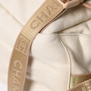 Very Good Condition CHANEL Sportsline Rucksack Backpack No. 10 Coco Mark Leather Canvas Beige Brown Used 4a009035