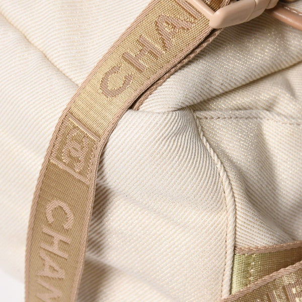 Very Good Condition CHANEL Sportsline Rucksack Backpack No. 10 Coco Mark Leather Canvas Beige Brown Used 4a009035
