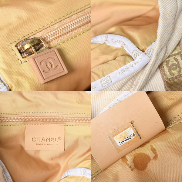 Very Good Condition CHANEL Sportsline Rucksack Backpack No. 10 Coco Mark Leather Canvas Beige Brown Used 4a009035