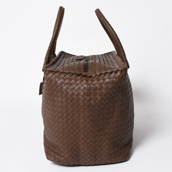 Very Good Condition BOTTEGA VENETA Bottega Veneta Brick Tote Bag Boston Bag Brown Dark Brown Intrecciato B01434627X Used 4a009039
