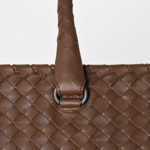 Very Good Condition BOTTEGA VENETA Bottega Veneta Brick Tote Bag Boston Bag Brown Dark Brown Intrecciato B01434627X Used 4a009039