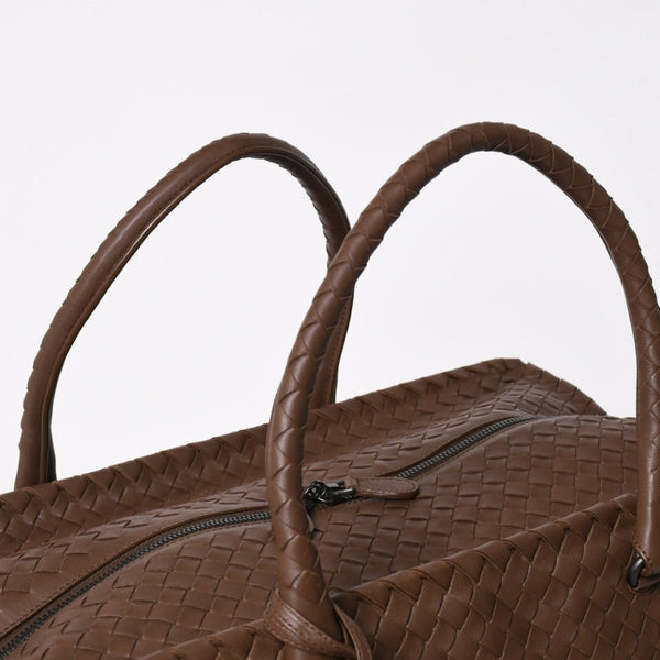 Very Good Condition BOTTEGA VENETA Bottega Veneta Brick Tote Bag Boston Bag Brown Dark Brown Intrecciato B01434627X Used 4a009039