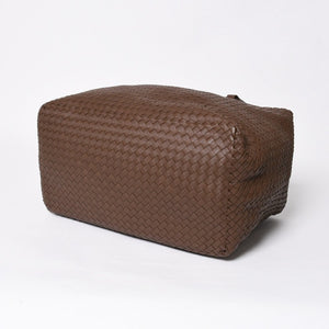 Very Good Condition BOTTEGA VENETA Bottega Veneta Brick Tote Bag Boston Bag Brown Dark Brown Intrecciato B01434627X Used 4a009039