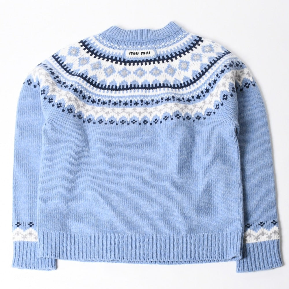 Like new MIUMIU wool crew neck sweater MML02Y size 38 multicolor all over pattern model worn by Hiroshi Fujiwara used 4a008883