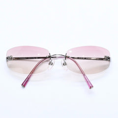 極美品 CHANEL シャネル リムレス サングラス アイウェア 4002 c.124/58 サイズ57□19 130 ココマーク ピンク 中古 4a008488