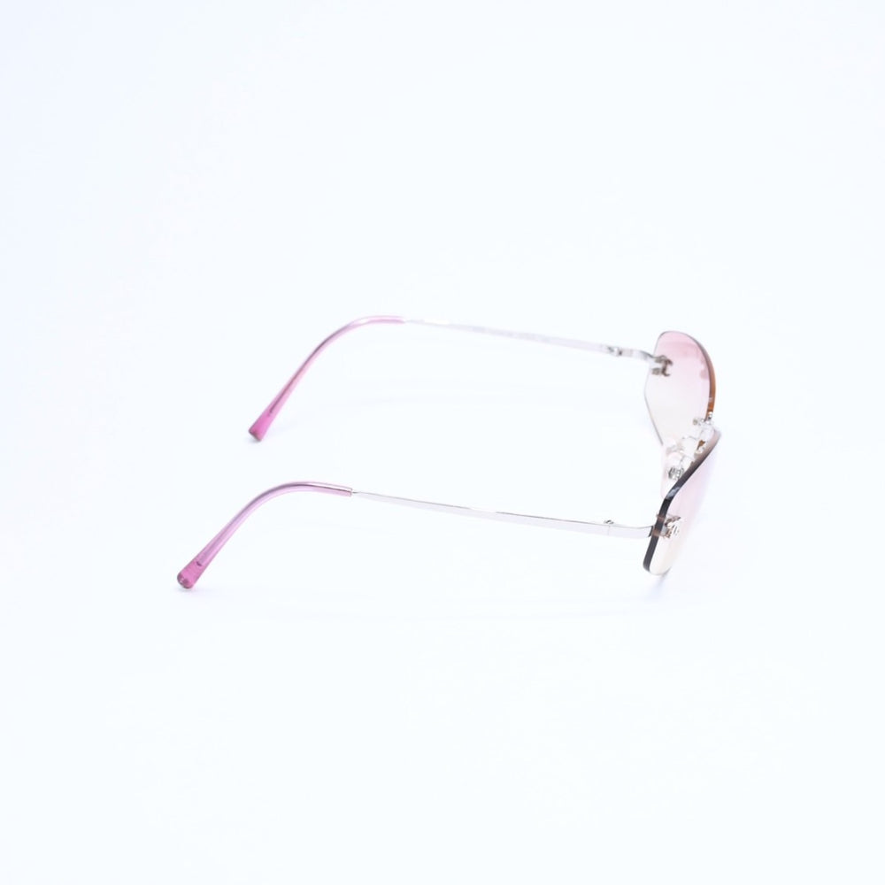 極美品 CHANEL シャネル リムレス サングラス アイウェア 4002 c.124/58 サイズ57□19 130 ココマーク ピンク 中古 4a008488