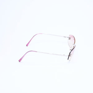 極美品 CHANEL シャネル リムレス サングラス アイウェア 4002 c.124/58 サイズ57□19 130 ココマーク ピンク 中古 4a008488