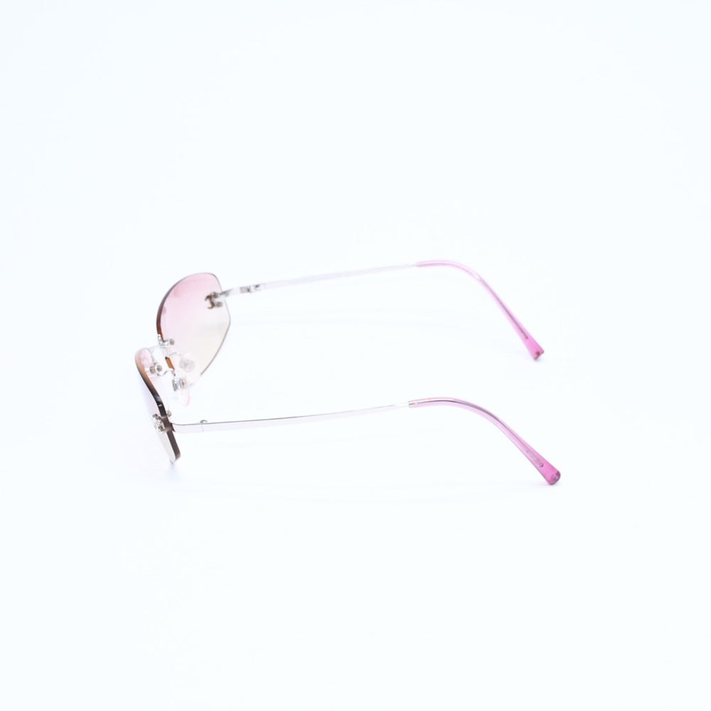 極美品 CHANEL シャネル リムレス サングラス アイウェア 4002 c.124/58 サイズ57□19 130 ココマーク ピンク 中古 4a008488