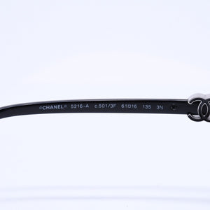 CHANEL シャネル サングラス アイウェア 5216-A c.501/3F サイズ61□16 135 ココマーク ブラック 美品 中古 4a008434