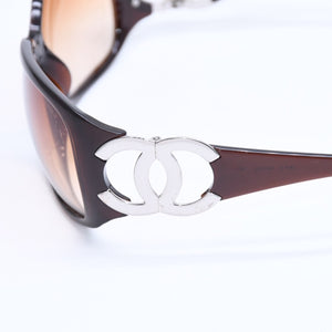 CHANEL シャネル サングラス アイウェア 64□16 120 ココマーク ブラウン シルバー プラスチック 美品 中古 4a008461