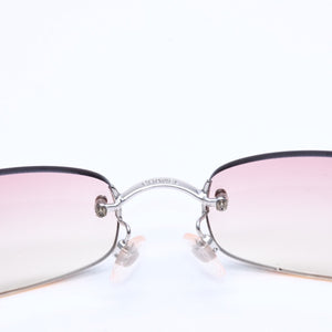 極美品 CHANEL シャネル リムレス サングラス アイウェア 4002 c.124/58 サイズ57□19 130 ココマーク ピンク 中古 4a008488