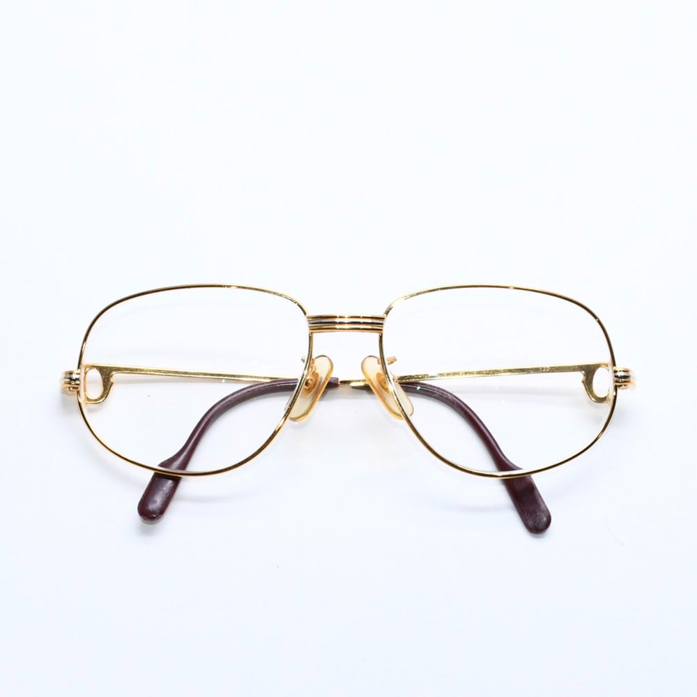 CARTIER カルティエ トリニティ 伊達メガネ アイウェア サイズ54□16 130 GP メタル ゴールド シルバー 美品 中古 4a008480